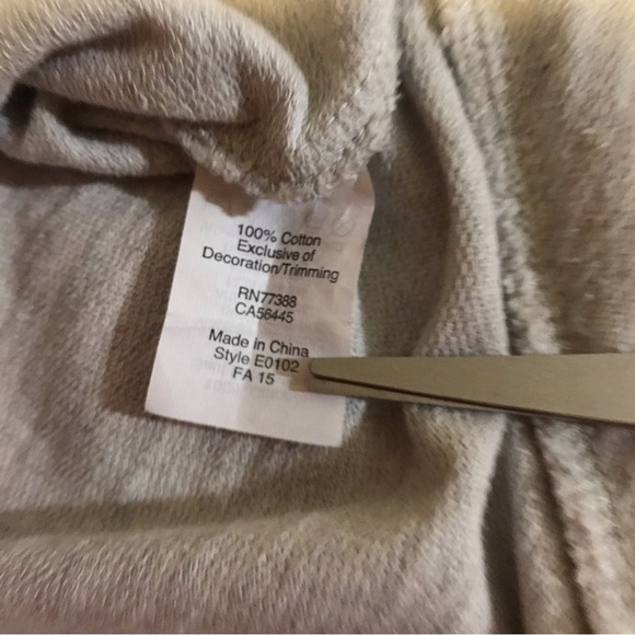 J. Crew Sweatshirt Top Medium Gray White Ruffle Hem Long Sleeve EUC - Picture 5 of 9